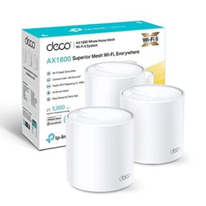 TP-Link Deco X20 (Blanco 3 pack) - Sistema WiFi 6 Mesh, AX1800 Doble hasta 540 m2, 2xPuertos Gigabit, MU-MIMO, OFDMA, Seguridad WPA3, Modo Router/Punto Acceso