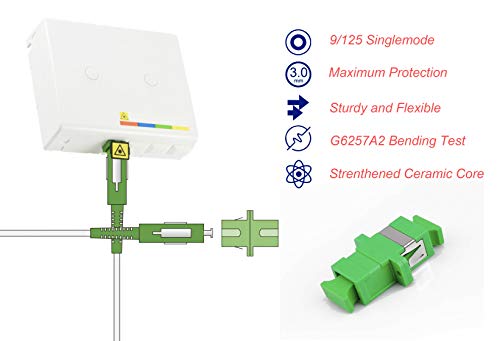 Elfcam® - Cable de Fibra Óptica SC/APC a SC/APC Monomodale Simplex, Entrega con Adaptador para Extensión de Fibra Óptica, Compatible con FTTH Fibra, Blanco (10M) 8 1649591130 168 Elfcam® Cable de Fibra Optica SCAPC a SCAPC Monomodale