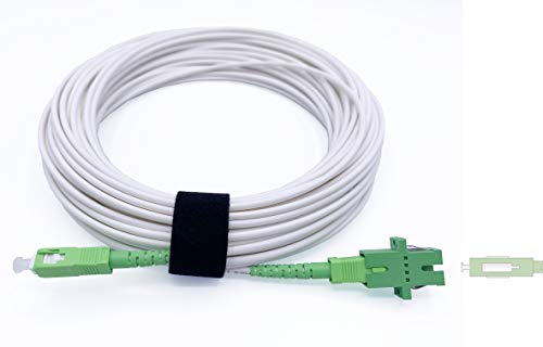 Elfcam® - Cable de Fibra Óptica SC/APC a SC/APC Monomodale Simplex, Entrega con Adaptador para Extensión de Fibra Óptica, Compatible con FTTH Fibra, Blanco (10M) 10 1649591130 819 Elfcam® Cable de Fibra Optica SCAPC a SCAPC Monomodale