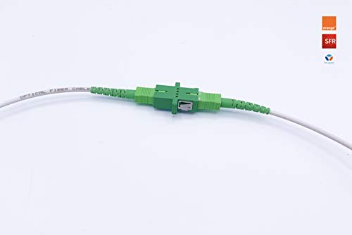 Elfcam® - Cable de Fibra Óptica SC/APC a SC/APC Monomodale Simplex, Entrega con Adaptador para Extensión de Fibra Óptica, Compatible con FTTH Fibra, Blanco (10M) 11 1649591131 45 Elfcam® Cable de Fibra Optica SCAPC a SCAPC Monomodale