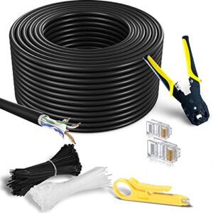 MutecPower Cables CAT6 Impermeables para Exteriores de 100 m - CCA - Cable de Red ethernet para soterramiento Directo - 250 MHz - 100 Metros