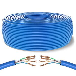 Mr. Tronic 50m Cable de Instalación Red Ethernet Bobina | CAT6, AWG24, CCA, UTP | LAN Gigabit de Alta Velocidad | Conexión a Internet | Ideal para PC, Router, Modem, Switch, TV (50 Metros, Azul)