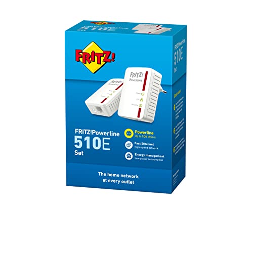 AVM Fritz!Powerline 510E Set International - Adaptador/Extensor de Red por línea Eléctrica, PLC, Compatible IEEE P1901, 500 Mbps, 1 Puerto LAN Fast Ethernet, Blanco 9 1649691948 694 AVM FritzPowerline 510E Set International AdaptadorExtensor de Red por