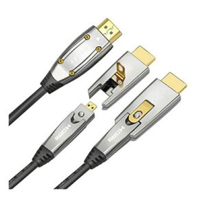 Jeirdus. Cable de fibra óptica HDMI AOC de 18 Gbps, de alta velocidad 4K 60 Hz, con conectores micro y HDMI estándar, fácil de cablear