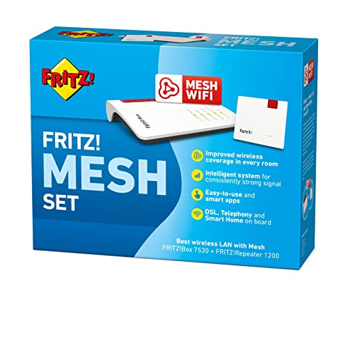 AVM Fritz! Mesh Set International (Fritz!Box 7530 WiFi AC y Fritz!Repeater 1200 WiFi 2x2 AC+N), Banda Dual (866 Mbps 5 GHz y 400 Mbps 2,4 GHz), VDSL, ADSL2+, Interfaz en Español 9 1649744354 796 AVM Fritz Mesh Set International FritzBox 7530 WiFi AC y