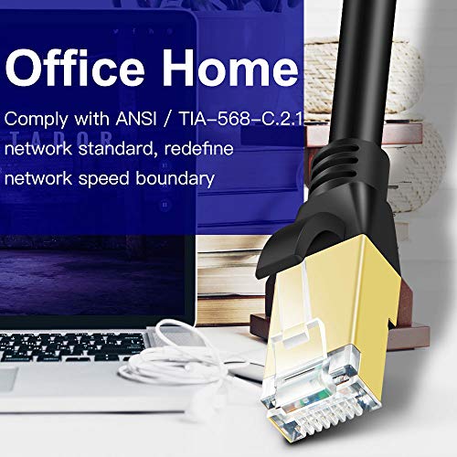 SHULIANCABLE Cable Ethernet Cat 8, Cable de Red Cable de Conexión RJ45 LAN Cable F/FTP Blindaje 40 Gbps,2000Mhz (1M) 13 1649775677 304 SHULIANCABLE Cable Ethernet Cat 8 Cable de Red Cable de
