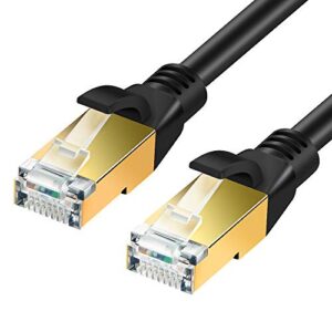 SHULIANCABLE Cable Ethernet Cat 8, Cable de Red Cable de Conexión RJ45 LAN Cable F/FTP Blindaje 40 Gbps,2000Mhz (1M)