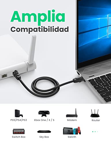 UGREEN Cable Ethernet Cat 8, Cable de Red LAN 40Gbps con Conector RJ45 (2000MHz, Cable SFTP) Compatible con PS5, Xbox X/S, PC, TV Box, Router, PS4, Servidor NAS, Cat 6, Cat 5e, Cat 5 (1M) 10 1649788551 409 UGREEN Cable Ethernet Cat 8 Cable de Red LAN 40Gbps