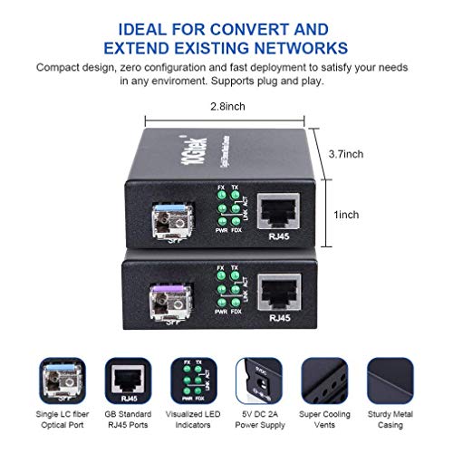 un par de Convertidor de Medios Gigabit Ethernet con un par de Bidi Monomodo Simplex LC SFP, 10/100/1000M RJ45 a 1000Base-LX, European Power Adapters 10 1650055846 328 un par de Convertidor de Medios Gigabit Ethernet con un