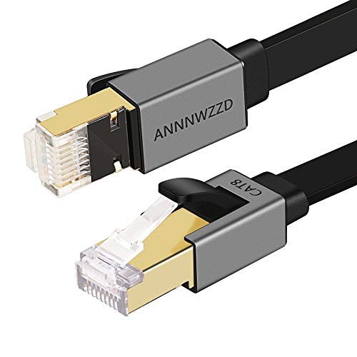 ANNNWZZD Cable Ethernet Cat 8 Cable 1m LAN Plano, Parche de Alta Velocidad de 40 Gbps, 2000 MHz RJ45 (1M) 9 ANNNWZZD Cable Ethernet Cat 8 Cable 1m LAN Plano Parche
