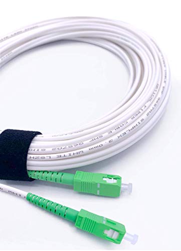 Elfcam Fibra óptica Cable SC/APC a SC/APC monomodo simplex 9/125µm LSZH, Blanco/Verde (10M) 10 Elfcam Fibra optica Cable SCAPC a SCAPC monomodo simplex 9125µm