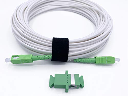 Elfcam® - Cable de Fibra Óptica SC/APC a SC/APC Monomodale Simplex, Entrega con Adaptador para Extensión de Fibra Óptica, Compatible con FTTH Fibra, Blanco (10M) 7 Elfcam® Cable de Fibra Optica SCAPC a SCAPC Monomodale