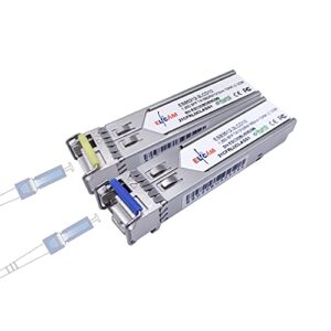 Elfcam® - 2 Pack Módulo SFP 1,25G Conector Cable de Fibra Óptica Monomodo LC/UPC, 10KM DDM