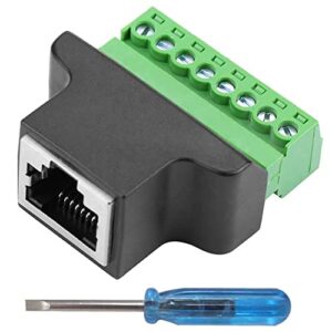 Greluma 1 pieza terminal RJ45 Scew, RJ45 8p8c hembra a terminal AV de 8 pines Adaptador de tornillo Convertidor Enchufe de bloque para CCTV, Cat5, Cat6, DVR