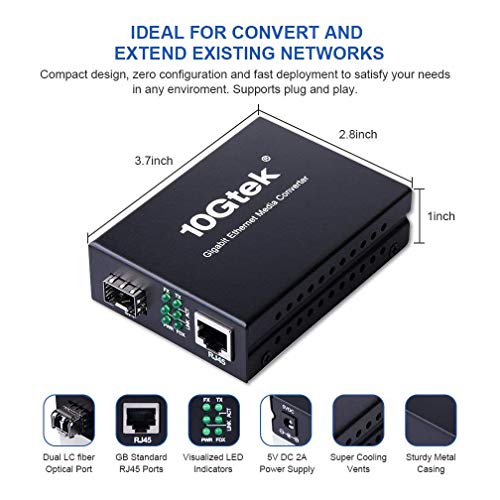 Convertidor de Medios Gigabit Ethernet con 1Gb Monomodo LC SFP, 10/100/1000M RJ45 a 1000Base-LX, hasta 20km, European Power Adapter 10 1649651599 613 Convertidor de Medios Gigabit Ethernet con 1Gb Monomodo LC SFP