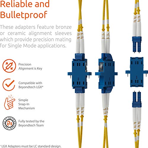 Adaptador de fibra óptica LC a LC monomodo UPC dúplex horizontal Color: azul SM (hembra a hembra) - Paquete de 12 - Beyondtech Fibra Optic Extender/Fiber LC Coupler Series 12 1649679820 434 Adaptador de fibra optica LC a LC monomodo UPC