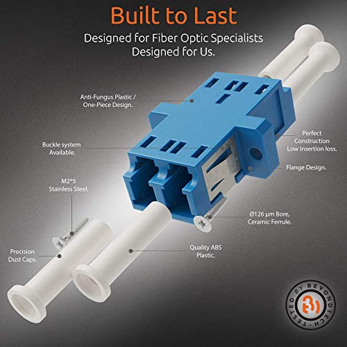 Adaptador de fibra óptica LC a LC monomodo UPC dúplex horizontal Color: azul SM (hembra a hembra) - Paquete de 12 - Beyondtech Fibra Optic Extender/Fiber LC Coupler Series 15 1649679820 537 Adaptador de fibra optica LC a LC monomodo UPC