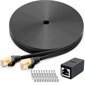 INWET Cable de red Cat7 de 20 m, de alta velocidad, Ethernet | 600 MHz, 10 Gbit/s con conector RJ 45, plano, para router, módem, conmutador, PS4/3