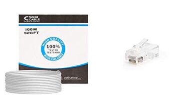 NANOCABLE 10.20.0702-FLEX Cable de Red Ethernet Flexible RJ45 Cat.5E FTP AWG24, Gris, Bobina de 100mts + 10.21.0102-50 Conector para cable de red Ethernet RJ45, 8 hilos Cat.5e UTP