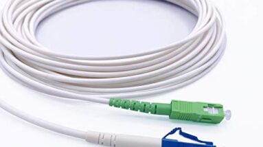 Elfcam® - Cable de Fibra Óptica Monomodo Simplex SC/APC a LC/UPC, 9/125µm LSZH Blanco (10M)