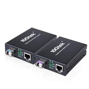 un par de Convertidor de Medios Gigabit Ethernet con un par de Bidi Monomodo Simplex LC SFP, 10/100/1000M RJ45 a 1000Base-LX, European Power Adapters