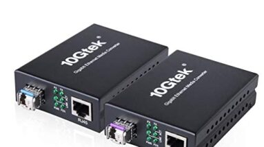 un par de Convertidor de Medios Gigabit Ethernet con un par de Bidi Monomodo Simplex LC SFP, 10/100/1000M RJ45 a 1000Base-LX, European Power Adapters